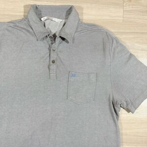 Travis Mathew Mens L Gray All Over Print Polo Shirt Lycra Blend Soft Performance